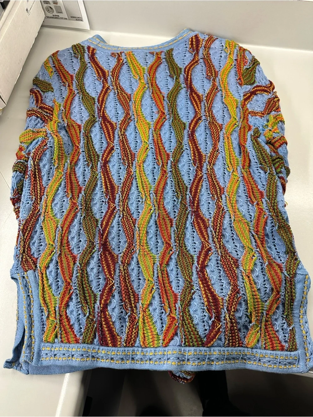 COOGI Light Blue Multicolor Wave Knit Sweater - Picture 2 of 3